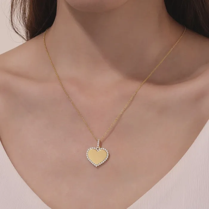 Lafonn Necklaces TR Gold Fancy Heart Pendant Necklace