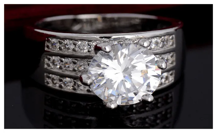 Lovely Luxury Silver Plated Cubic Zirconia Diamond Delicate Ring Party Jewelry For Women Sparkling Selection Rings