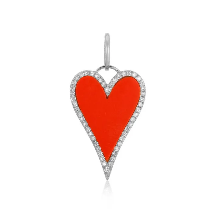 Modern Pave Outline Stone Heart Charm Alev Collection Charm Necklaces
