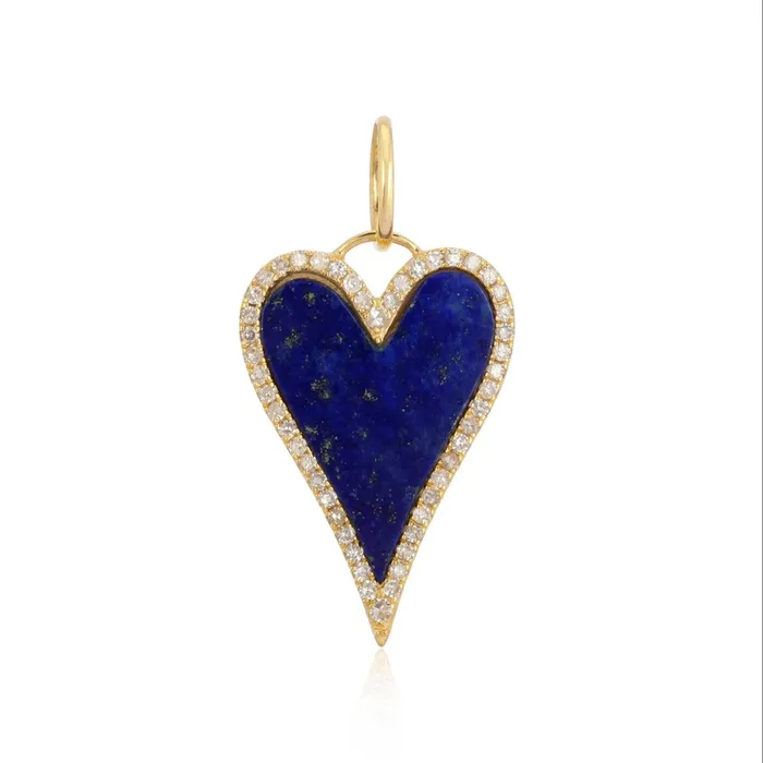 Modern Pave Outline Stone Heart Charm Alev Collection Charm Necklaces