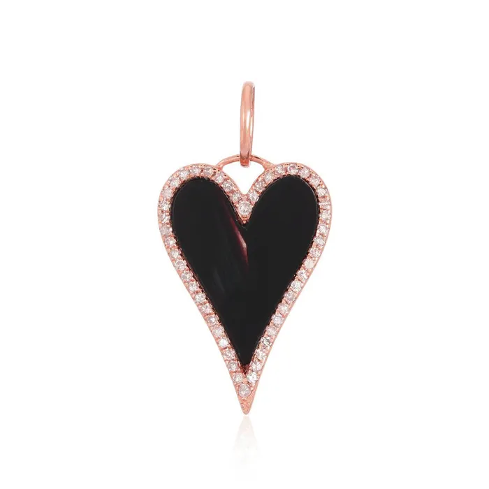Modern Pave Outline Stone Heart Charm Alev Collection Charm Necklaces