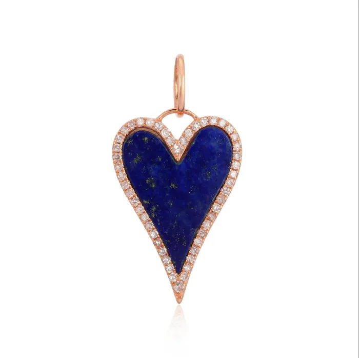 Modern Pave Outline Stone Heart Charm Alev Collection Charm Necklaces