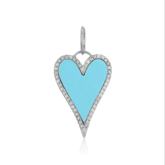 Modern Pave Outline Stone Heart Charm Alev Collection Charm Necklaces