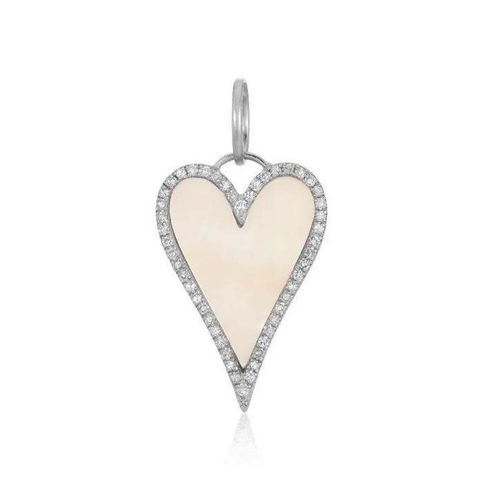 Modern Pave Outline Stone Heart Charm Alev Collection Charm Necklaces
