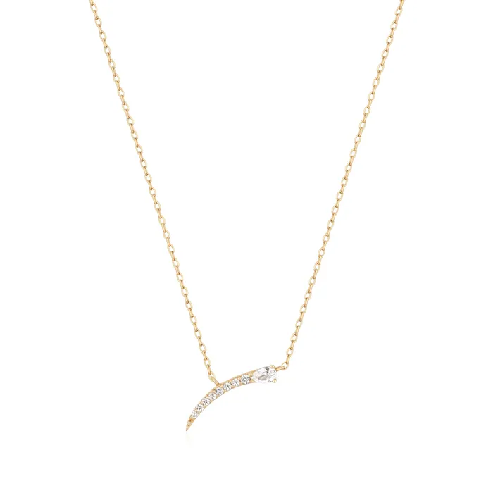 Necklaces 14kt Gold White Sapphire Bar Pendant Necklace Ania Haie