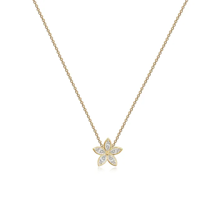 Necklaces Alev Collection Marquise Bezel Flower Chain Necklace