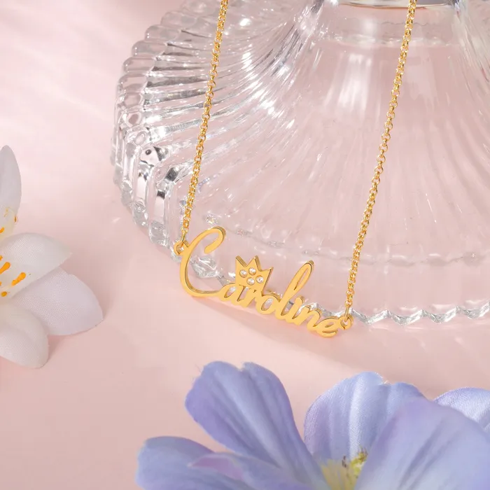 Necklaces Ashley Jewels 925 Sterling Silver Crown Nameplate Necklace