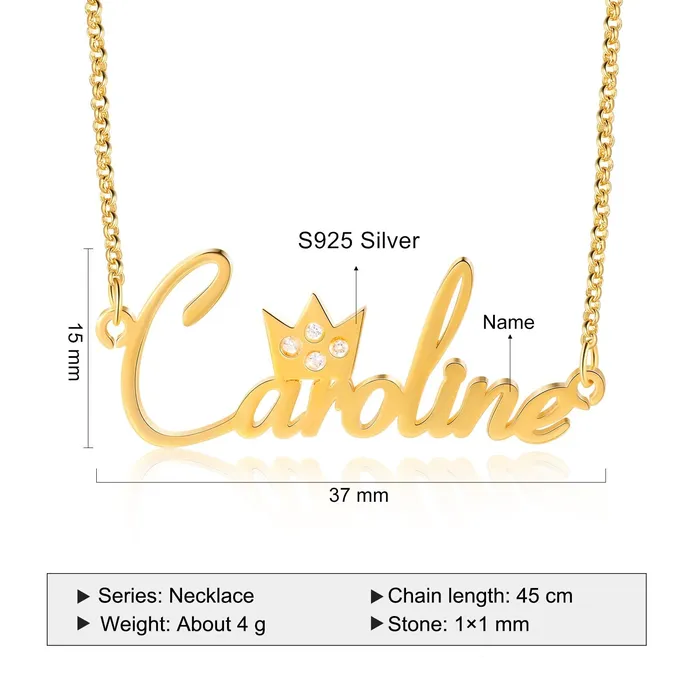 Necklaces Ashley Jewels 925 Sterling Silver Crown Nameplate Necklace