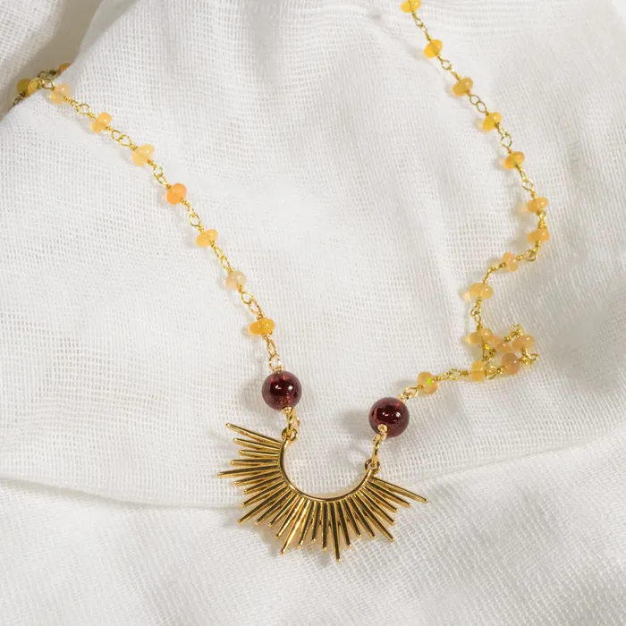Necklaces Elisa Ilana Fire Opal Sunburst Necklace