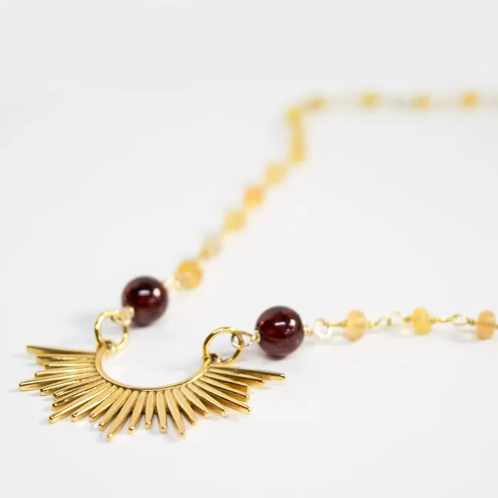 Necklaces Elisa Ilana Fire Opal Sunburst Necklace