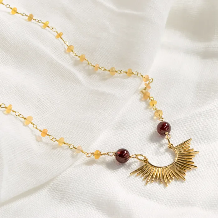 Necklaces Elisa Ilana Fire Opal Sunburst Necklace