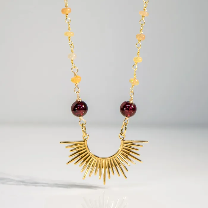Necklaces Elisa Ilana Fire Opal Sunburst Necklace