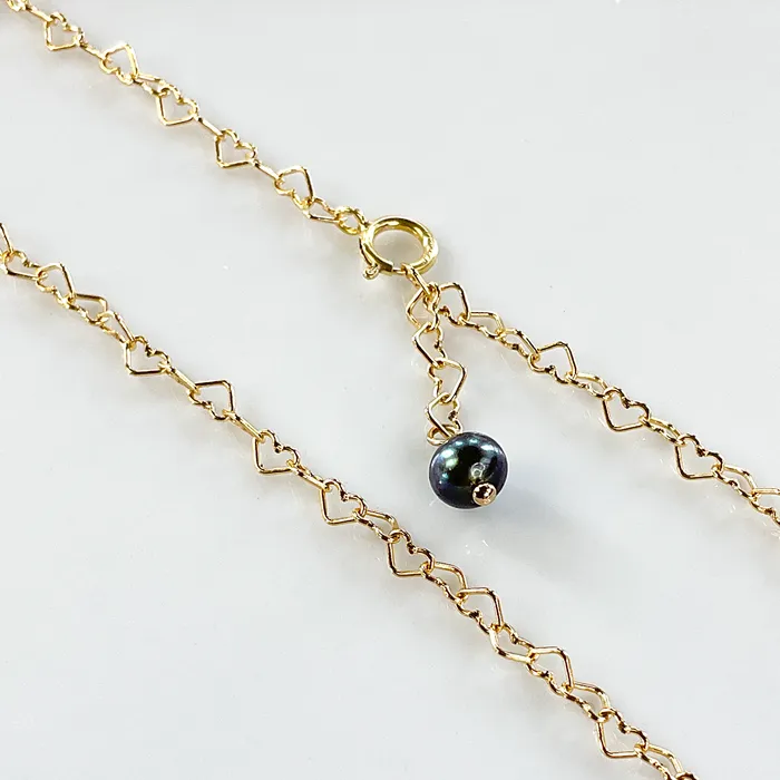 Necklaces Elisa Ilana Heart Chain Necklace w Freshwater Pearl Accent Necklaces Elisa Ilana Heart Chain Necklace w Freshwater Pearl Accent