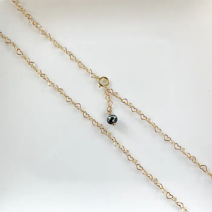 Necklaces Elisa Ilana Heart Chain Necklace w Freshwater Pearl Accent Necklaces Elisa Ilana Heart Chain Necklace w Freshwater Pearl Accent