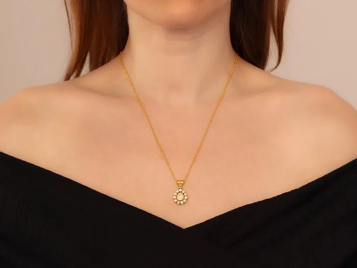 Necklaces GG GOLD OOAK GURHAN Elements Gold Diamond Pendant Necklace 7x6mm Teardrop set in Diamond Frame Necklaces GG GOLD OOAK GURHAN Elements Gold Diamond Pendant Necklace 7x6mm Teardrop set in Diamond Frame