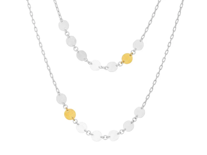 Necklaces GG SILVER CLR GURHAN Lush Sterling Silver Station Long Necklace 7mm Flakes Gold Accents Necklaces GG SILVER CLR GURHAN Lush Sterling Silver Station Long Necklace 7mm Flakes Gold Accents
