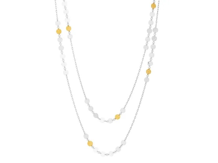 Necklaces GG SILVER CLR GURHAN Lush Sterling Silver Station Long Necklace 7mm Flakes Gold Accents