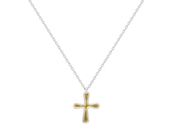 Necklaces GG SILVER CLS GURHAN Cross Sterling Silver Pendant Necklace 24x17mm Gold Accents Necklaces GG SILVER CLS GURHAN Cross Sterling Silver Pendant Necklace 24x17mm Gold Accents