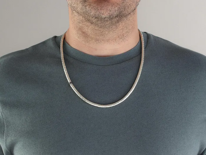 Necklaces GG SILVER NEW GURHAN Mens Sterling Silver SingleStrand Beaded Short Necklace Large Tube Beads Single Pave Station