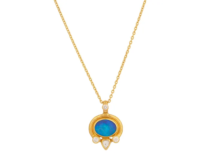 Necklaces GURHAN Muse Gold Opal Pendant Necklace 9x7mm Oval set in Wide Frame GG GOLD OOAK Necklaces GURHAN Muse Gold Opal Pendant Necklace 9x7mm Oval set in Wide Frame GG GOLD OOAK