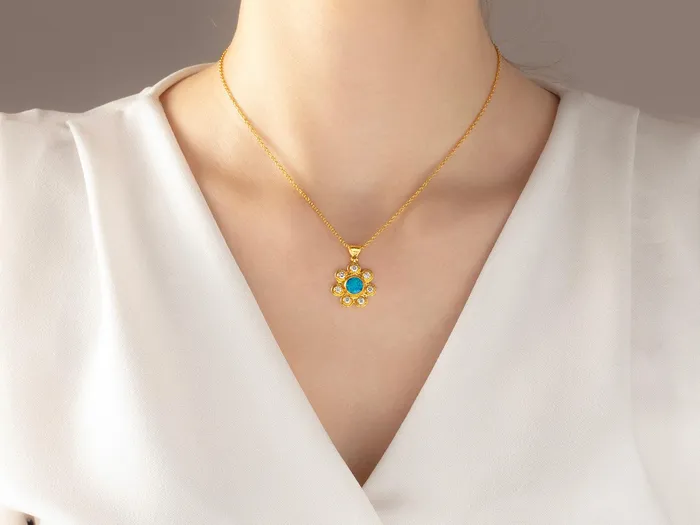 Necklaces GURHAN Pointelle Gold Opal Pendant Necklace 8mm Round Center Stone GG GOLD OOAK