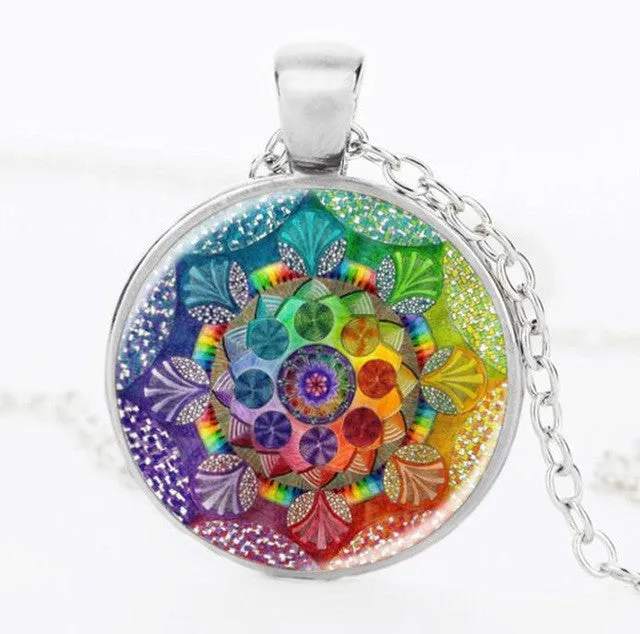 Necklaces Handmade Om Symbol Buddhism Mandala Pendant Necklace sparklingselections
