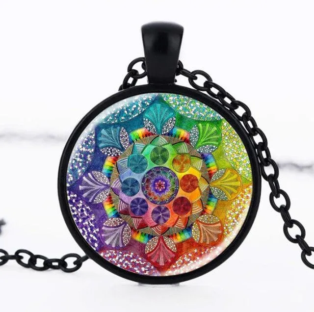 Necklaces Handmade Om Symbol Buddhism Mandala Pendant Necklace sparklingselections