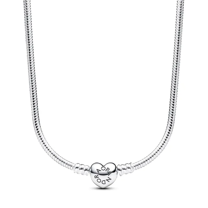 Necklaces Pandora Pandora Moments Heart Clasp Snake Chain Necklace