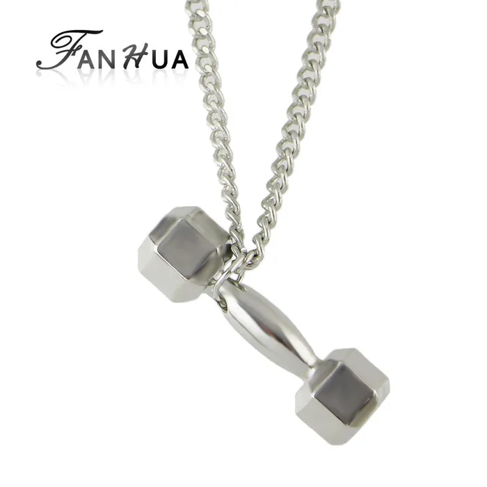 Necklaces sparklingselections Dumbbell Shape Geometric Pendant Necklace for Men Necklaces sparklingselections Dumbbell Shape Geometric Pendant Necklace for Men