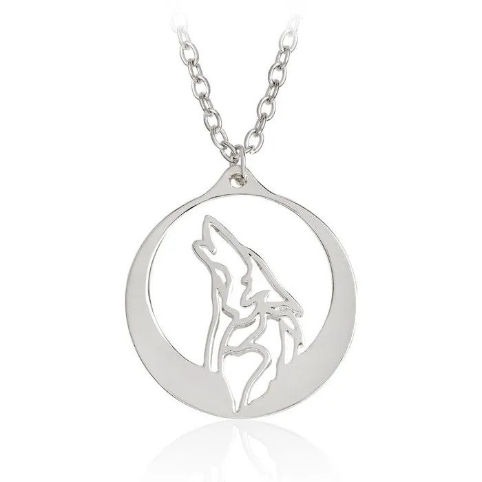 Necklaces sparklingselections New Stylish Howling Wolf With Silver Moon Pendant Necklace Necklaces sparklingselections New Stylish Howling Wolf With Silver Moon Pendant Necklace