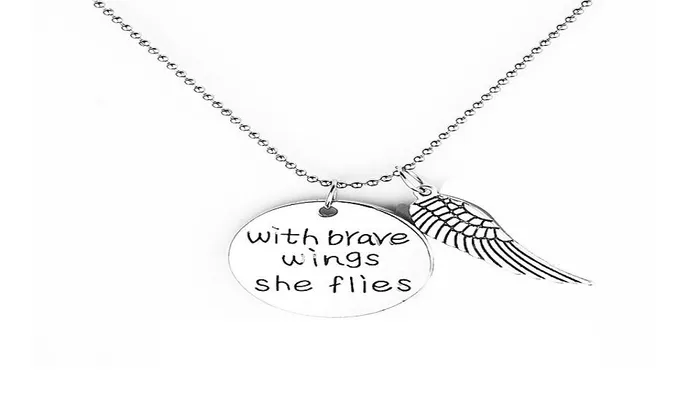Necklaces sparklingselections New With Brave Wings She Flies Hand Stamped Necklace For Womens Wedding Engagement Jewelry Necklaces sparklingselections New With Brave Wings She Flies Hand Stamped Necklace For Womens Wedding Engagement Jewelry