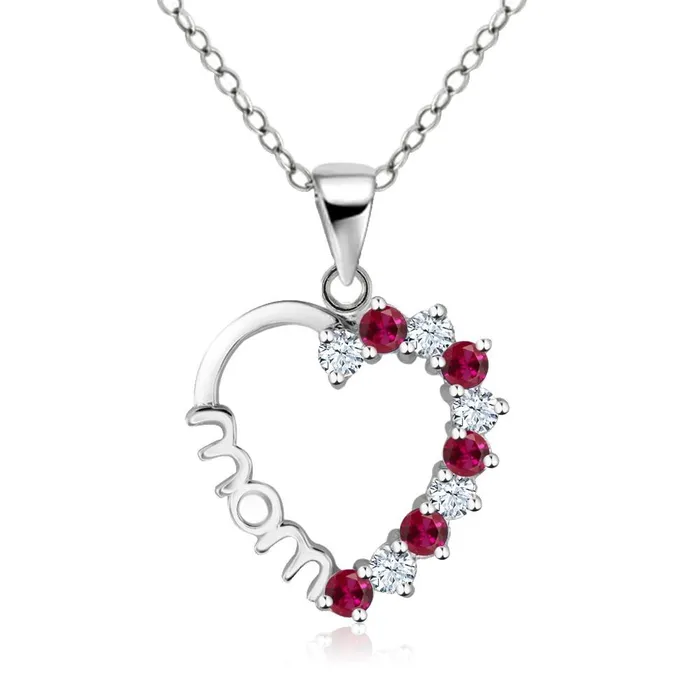 Necklaces sparklingselections Womens White Sapphire Created Ruby Heart Shaped Necklace Pendant Necklaces sparklingselections Womens White Sapphire Created Ruby Heart Shaped Necklace Pendant