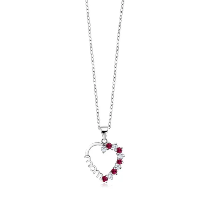 Necklaces sparklingselections Womens White Sapphire Created Ruby Heart Shaped Necklace Pendant Necklaces sparklingselections Womens White Sapphire Created Ruby Heart Shaped Necklace Pendant