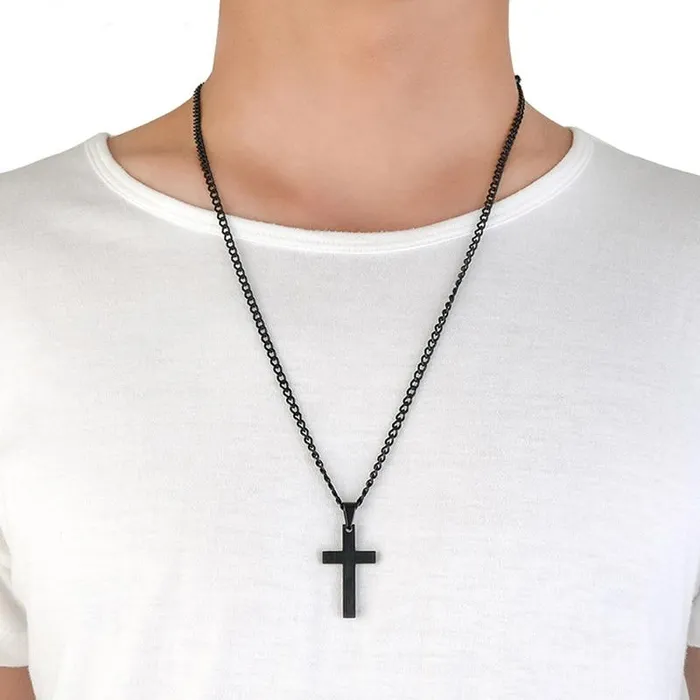 Necklaces Summer Love Jewelry Mens Cross Necklaces For Women Men Stainless Steel Black Color Pendant Prayer Necklace Jewelry sparklingselections