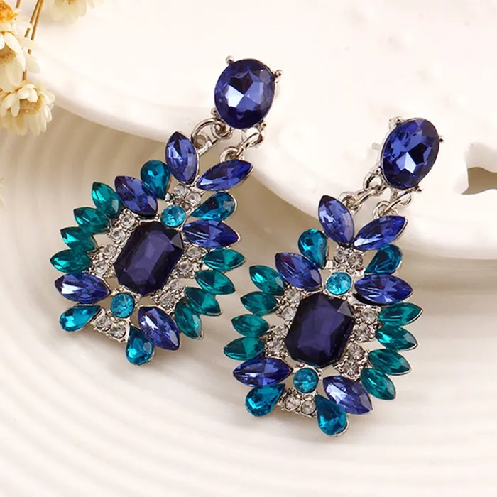 New Fashion Trendy Elegant Shiny Resin Stone Blue Earrings sparklingselections Earrings