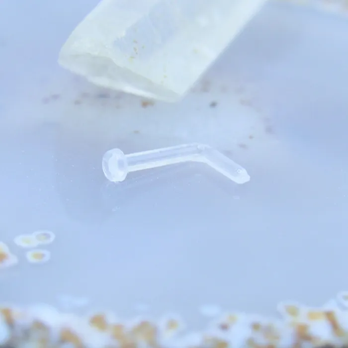 Nose piercing retainer 18g clear L bend flexible body jewelry ring 2mm disc top Siren Body Jewelry Rings
