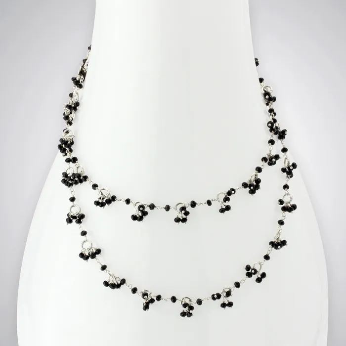 Onyx Circles Sterling Silver Necklace Elisa Ilana Necklaces