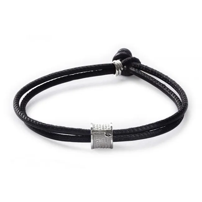 Our Father Rhodium Plated Leather Bracelet Elisa Ilana Bracelets
