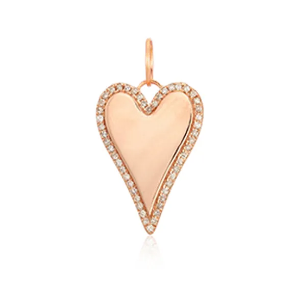 Outline Pave Heart Charm Alev Collection Charm Necklaces