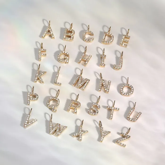 P Diamond Initial Charm Aurelie Gi Charm Necklaces