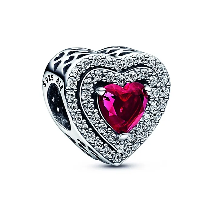 Pandora Charm Necklaces Sparkling Levelled Heart Charm