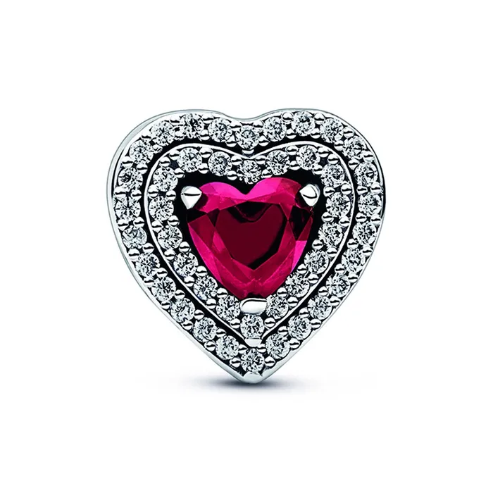 Pandora Charm Necklaces Sparkling Levelled Heart Charm