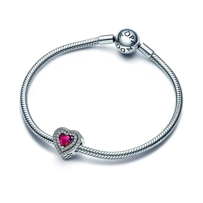 Pandora Charm Necklaces Sparkling Levelled Heart Charm