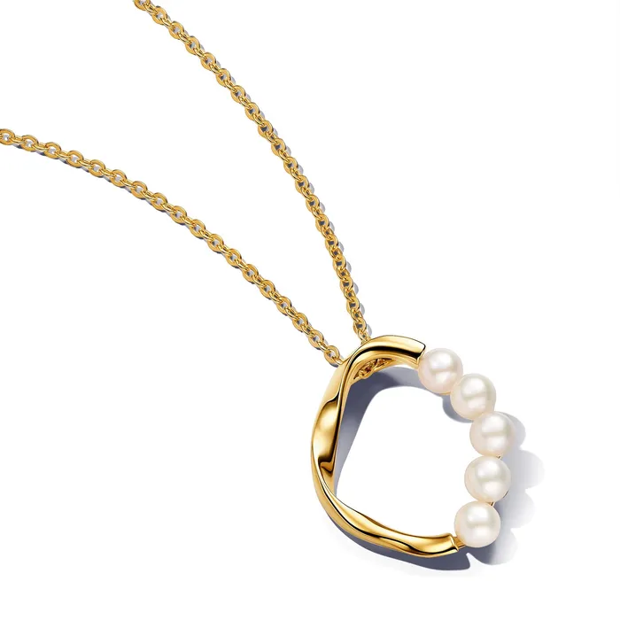 Pandora Organically Shaped Circle Treated Freshwater Cultured Pearls Pendant Necklace Pandora Necklaces