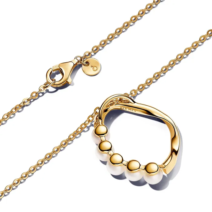 Pandora Organically Shaped Circle Treated Freshwater Cultured Pearls Pendant Necklace Pandora Necklaces
