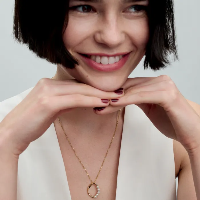 Pandora Organically Shaped Circle Treated Freshwater Cultured Pearls Pendant Necklace Pandora Necklaces