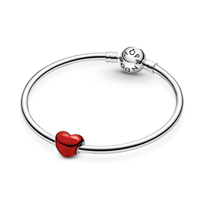 Pandora Pandora Metallic Red Heart Charm Charm Necklaces Pandora Pandora Metallic Red Heart Charm Charm Necklaces