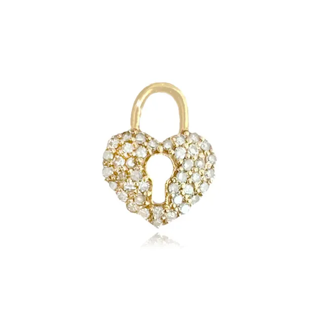 Pave Heart Lock Huggie Charm Alev Collection Charm Necklaces