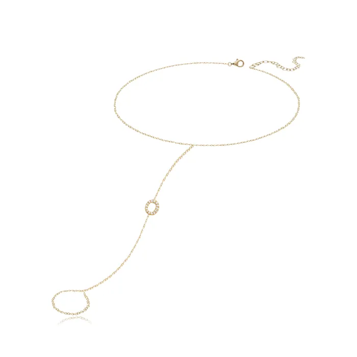 Pave Initial Diamond Hand Chain Alev Collection Necklaces