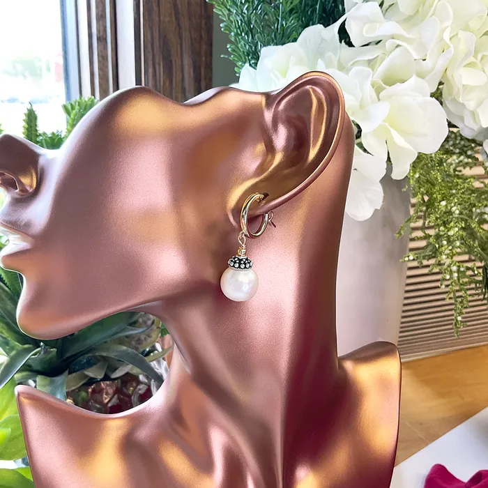 Pearl Earrings w 14KTGF Hoops Elisa Ilana Earrings